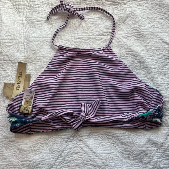 True Craft Reversible High Neck Adjustable Halter Bikini Swim Top Size Medium - Picture 5 of 8
